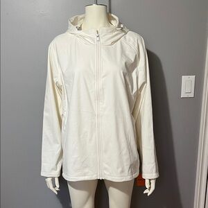Women's Cream Hooded Zip-Up Utility Jacket